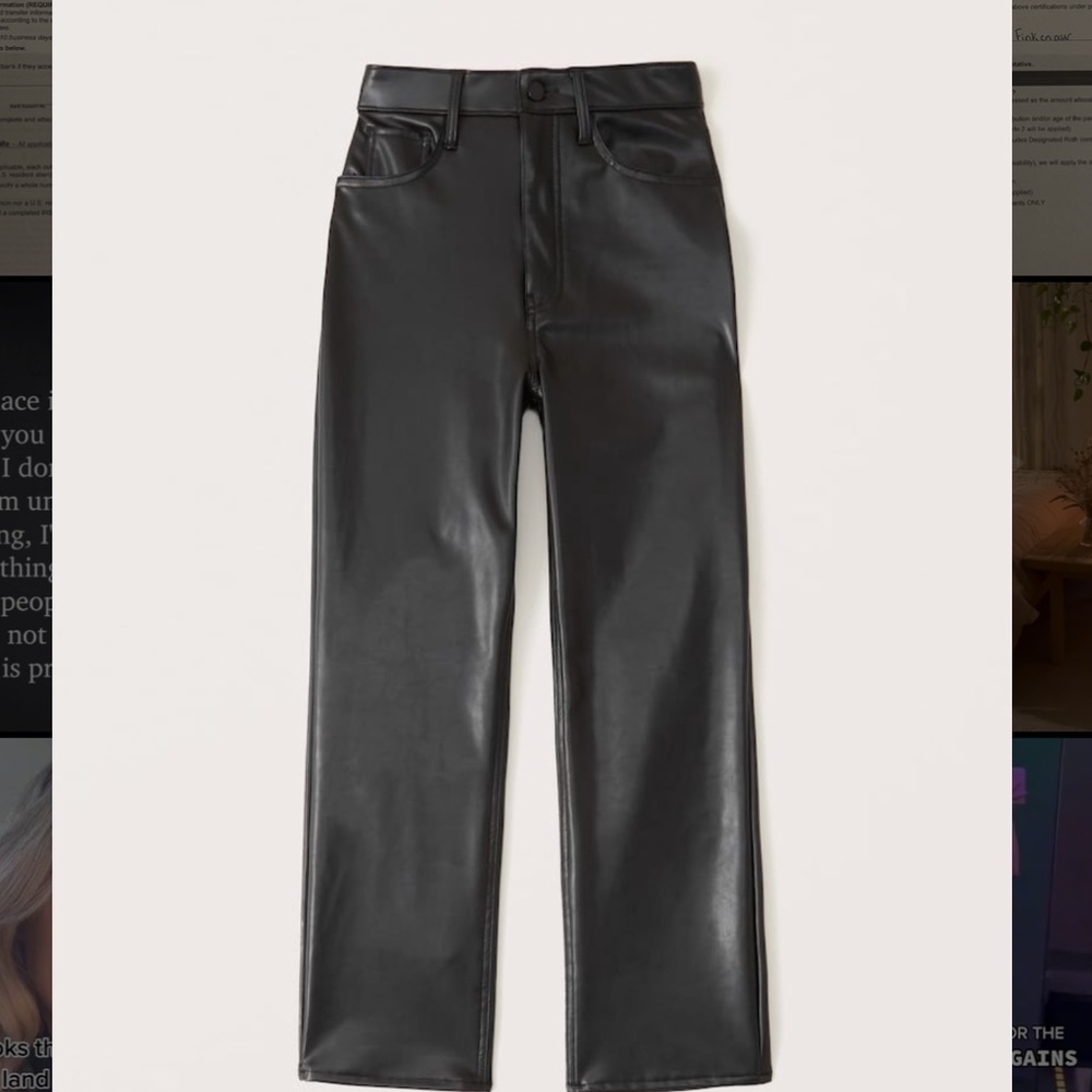 Abercrombie Vegan Leather Ankle Straight Pants